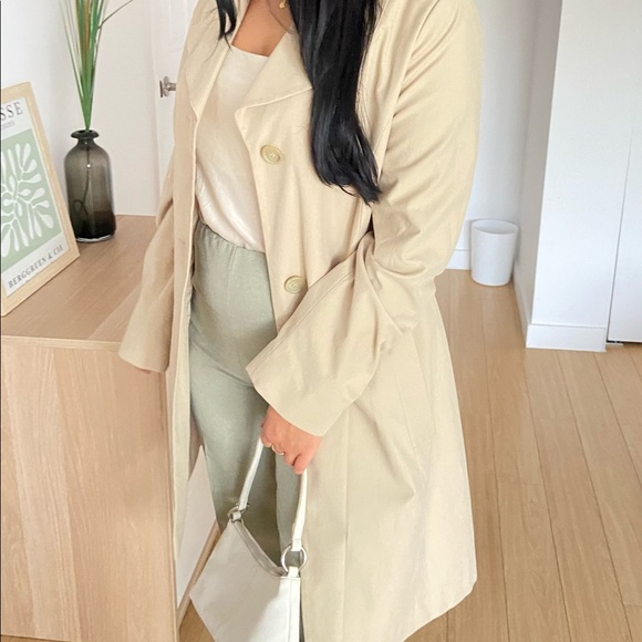Vintage Jackets & Blazers - VINTAGE Beige Long Coat -Size S